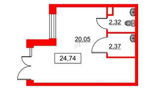 Помещение в ЖК Парадный ансамбль, 24.74 м², 1 этаж