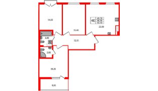 Квартира в ЖК Любоград, 3 комнатная, 86.58 м², 3 этаж