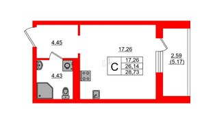 Квартира в ЖК «Поинт Токсово», студия, 28.73 м², 3 этаж