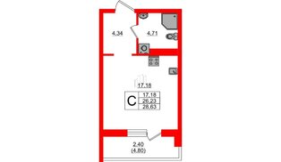 Квартира в ЖК «Поинт Токсово», студия, 28.63 м², 2 этаж