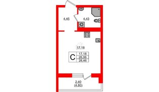 Квартира в ЖК «Поинт Токсово», студия, 28.46 м², 3 этаж