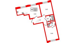 Квартира в ЖК Цивилизация на Неве, 2 комнатная, 59.65 м², 4 этаж