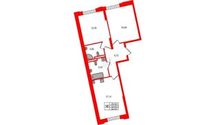 Квартира в ЖК Цивилизация на Неве, 2 комнатная, 62.43 м², 2 этаж