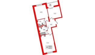 Квартира в ЖК Цивилизация на Неве, 2 комнатная, 58.79 м², 6 этаж