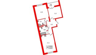 Квартира в ЖК Цивилизация на Неве, 2 комнатная, 58.79 м², 14 этаж
