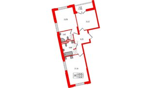 Квартира в ЖК Цивилизация на Неве, 2 комнатная, 58.9 м², 15 этаж