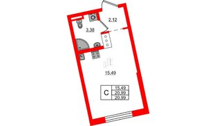 Квартира в ЖК Цивилизация на Неве, студия, 20.99 м², 3 этаж