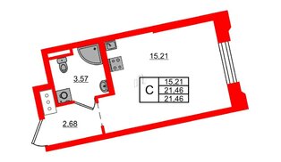 Квартира в ЖК Цивилизация на Неве, студия, 21.46 м², 3 этаж