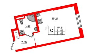 Квартира в ЖК Цивилизация на Неве, студия, 21.46 м², 5 этаж
