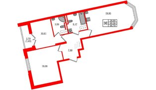 Квартира в ЖК Цивилизация на Неве, 2 комнатная, 66.79 м², 10 этаж