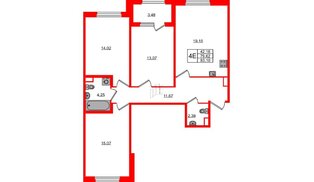 Квартира в ЖК Дубровский, 3 комнатная, 79.62 м², 1 этаж