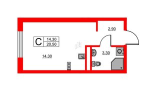 Апартаменты в ЖК Avenue Apart Pulkovo, студия, 20.5 м², 14 этаж
