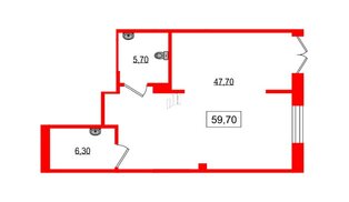 Помещение в ЖК Парусная 1, 59.7 м², 1 этаж