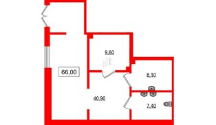 Помещение в ЖК Парусная 1, 66 м², 1 этаж