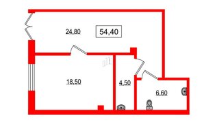 Помещение в ЖК Парусная 1, 54.4 м², 1 этаж