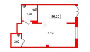 Помещение в ЖК Парусная 1, 56.2 м², 1 этаж