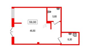 Помещение в ЖК Парусная 1, 59 м², 1 этаж