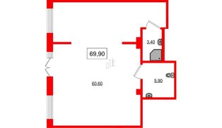 Помещение в ЖК Парусная 1, 69.9 м², 1 этаж