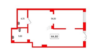 Помещение в ЖК Парусная 1, 64.8 м², 1 этаж