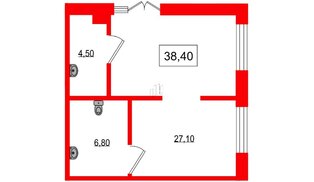 Помещение в ЖК Парусная 1, 38.4 м², 2 этаж