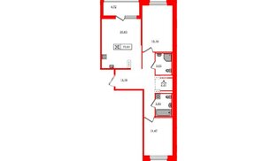 Квартира в ЖК «Ультра Сити 3.0», 2 комнатная, 70.61 м², 12 этаж