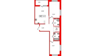 Квартира в ЖК «Ультра Сити 3.0», 2 комнатная, 70.61 м², 16 этаж