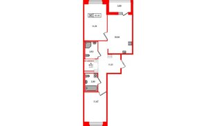Квартира в ЖК «Ультра Сити 3.0», 2 комнатная, 63.93 м², 9 этаж