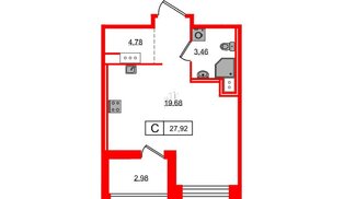 Квартира в ЖК Ultra City 3.0, студия, 27.92 м², 11 этаж