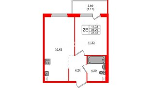 Квартира в ЖК «Дубровка. Park», 1 комнатная, 37.46 м², 2 этаж