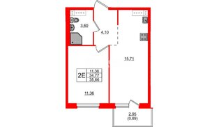 Квартира в ЖК «Дубровка. Park», 1 комнатная, 35.66 м², 4 этаж
