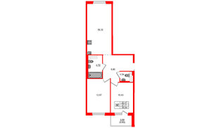 Квартира в ЖК «Дубровка. Park», 2 комнатная, 58.64 м², 2 этаж