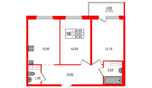 Квартира в ЖК «Дубровка. Park», 2 комнатная, 54.8 м², 4 этаж