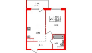 Квартира в ЖК «Дубровка. Park», 1 комнатная, 36.59 м², 4 этаж