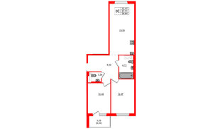 Квартира в ЖК «Дубровка. Park», 2 комнатная, 58.64 м², 2 этаж