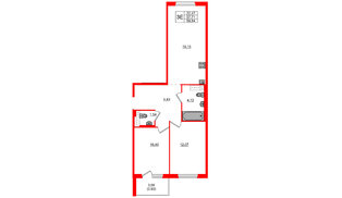 Квартира в ЖК «Дубровка. Park», 2 комнатная, 58.64 м², 3 этаж