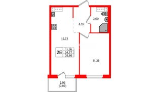 Квартира в ЖК «Дубровка. Park», 1 комнатная, 35.66 м², 5 этаж