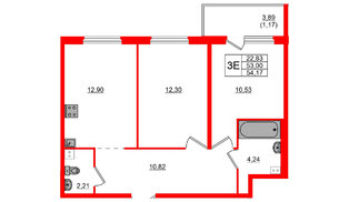 Квартира в ЖК «Дубровка. Park», 2 комнатная, 54.17 м², 2 этаж