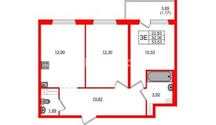 Квартира в ЖК «Дубровка. Park», 2 комнатная, 53.53 м², 5 этаж