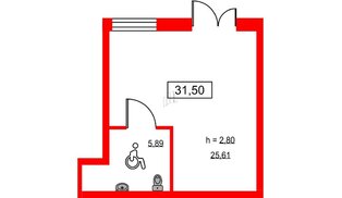 Помещение в ЖК ID Светлановский, 31.5 м², 1 этаж