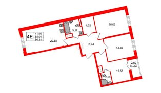 Квартира в ЖК Цивилизация на Неве, 3 комнатная, 86.31 м², 12 этаж