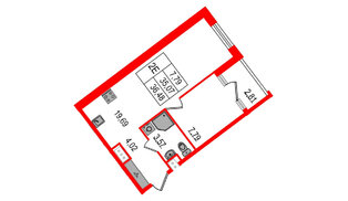 Квартира в ЖК Нигилист, 1 комнатная, 35.07 м², 6 этаж