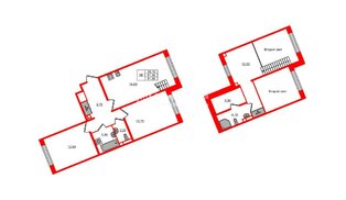 Квартира в ЖК «Пулково Лейк», 2 комнатная, 81.5 м², 4 этаж