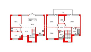 Квартира в ЖК «Моменты Репино», 4 комнатная, 124.27 м², 1 этаж