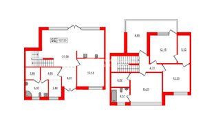 Квартира в ЖК «Моменты Репино», 4 комнатная, 127.23 м², 1 этаж