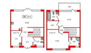 Квартира в ЖК «Моменты Репино», 2 комнатная, 98.83 м², 1 этаж