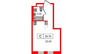 Апартаменты в ЖК Апартаменты Gler, студия, 25.7 м², 7 этаж