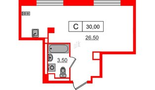 Апартаменты в ЖК Апартаменты Gler, студия, 30 м², 8 этаж