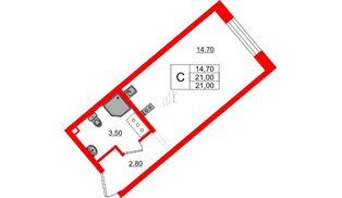 Квартира в ЖК «Цветной город», студия, 21 м², 24 этаж