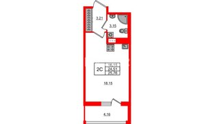 Квартира в ЖК Астра Континенталь, студия, 24.51 м², 11 этаж