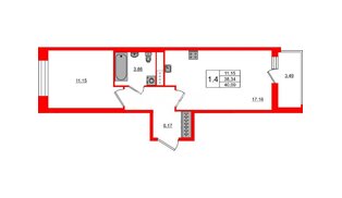 Квартира в ЖК Астра Континенталь, 1 комнатная, 38.34 м², 3 этаж
